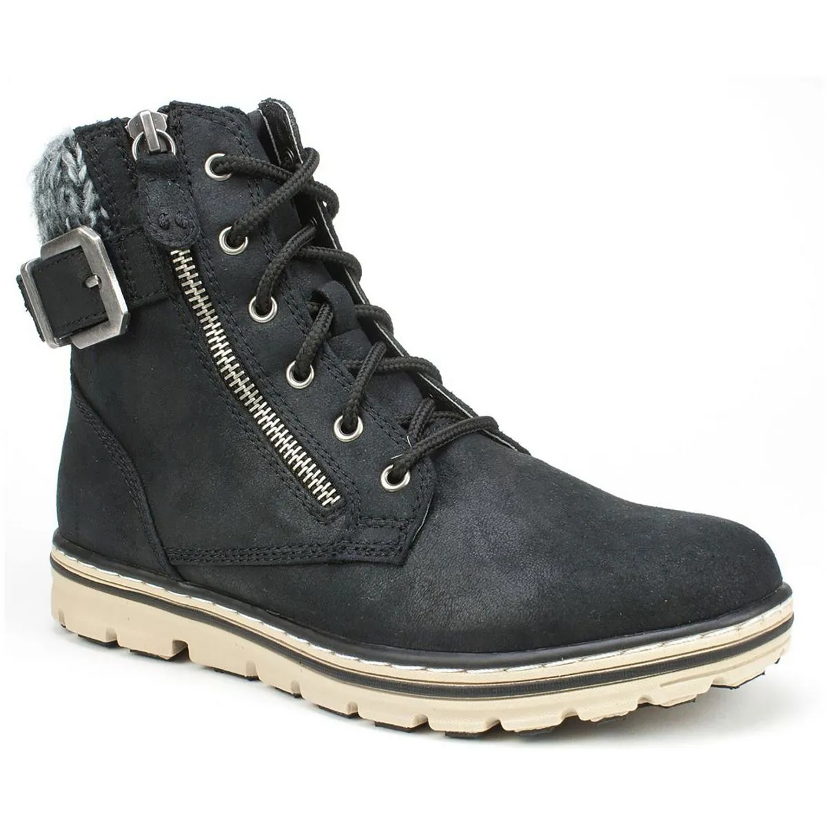 Kelsie Womens Zipper Faux Leather Hiking Boots