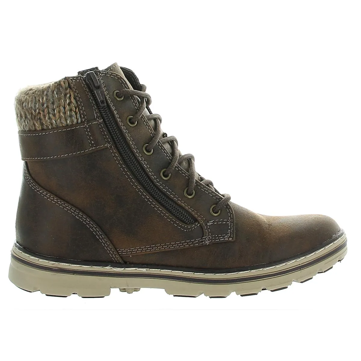 Kelsie Womens Zipper Faux Leather Hiking Boots