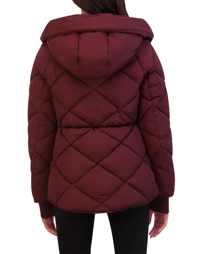 Kenneth Cole Diamond Quilted Crinkle Puffer Coat