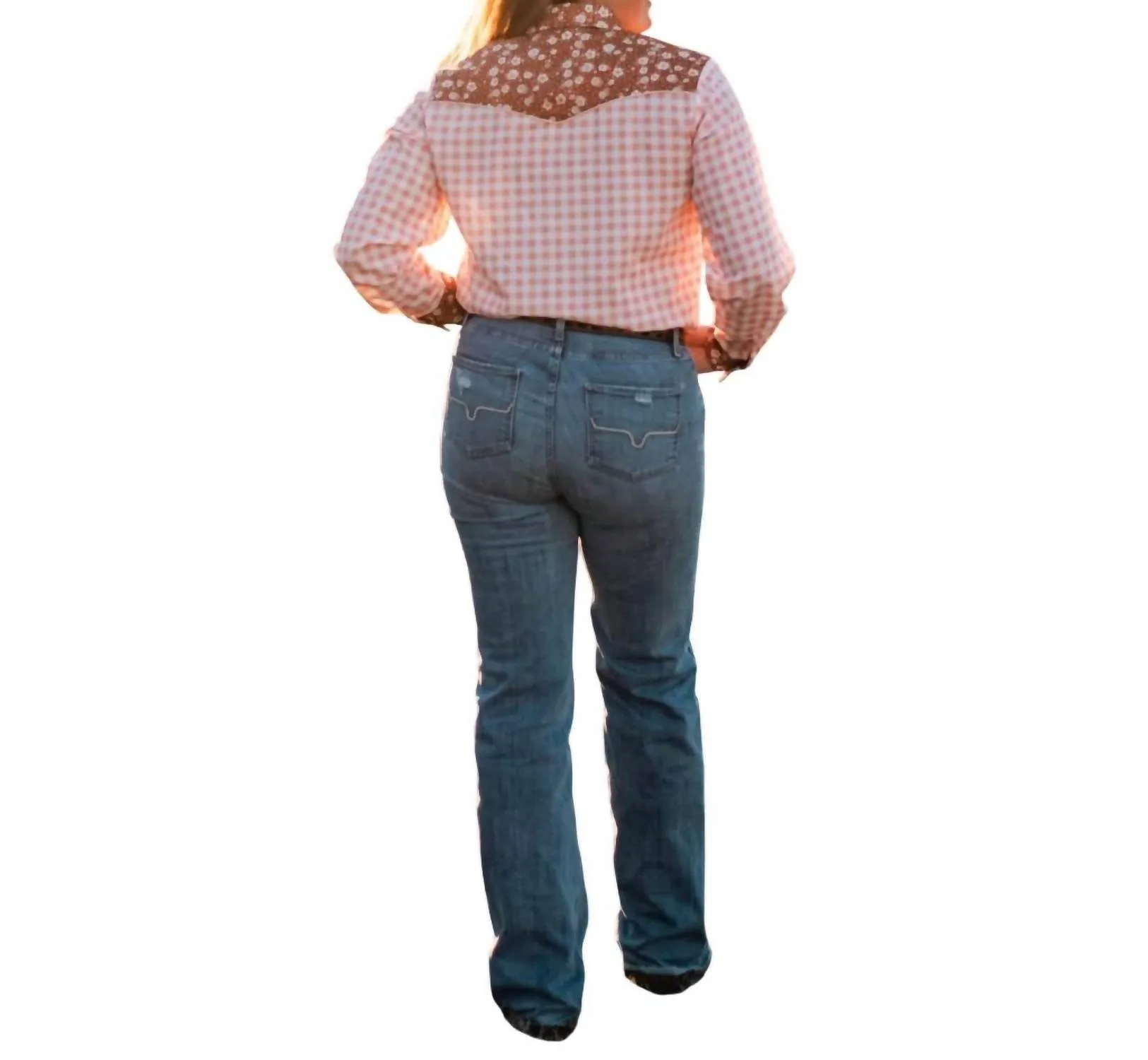 Long Sleeved Pearl Snap Shirt In Ditzy Daisy