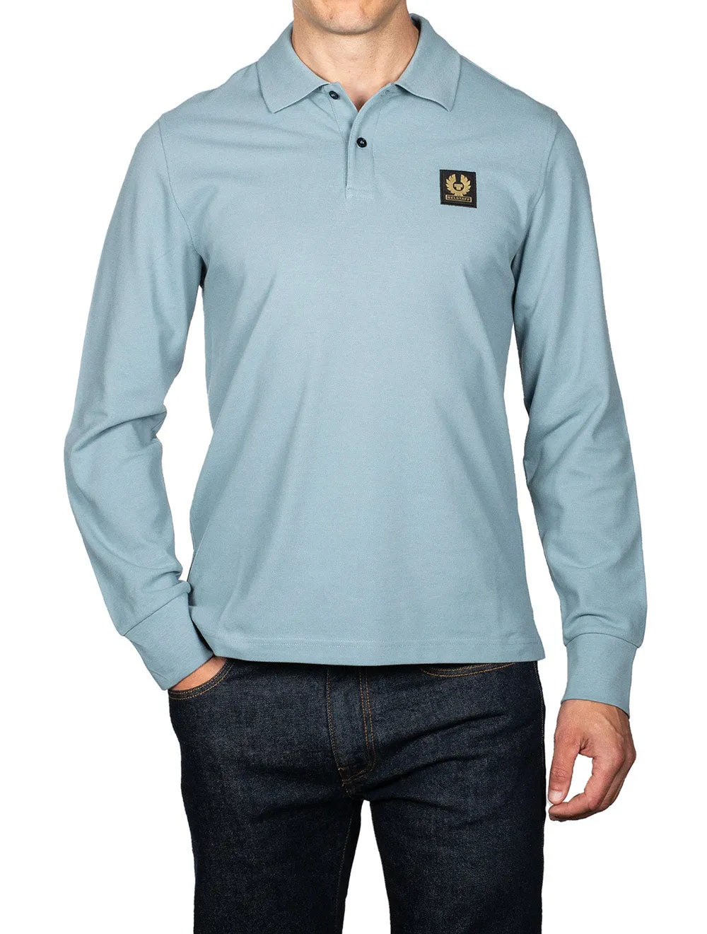 Long Sleeved Polo Arctic Blue
