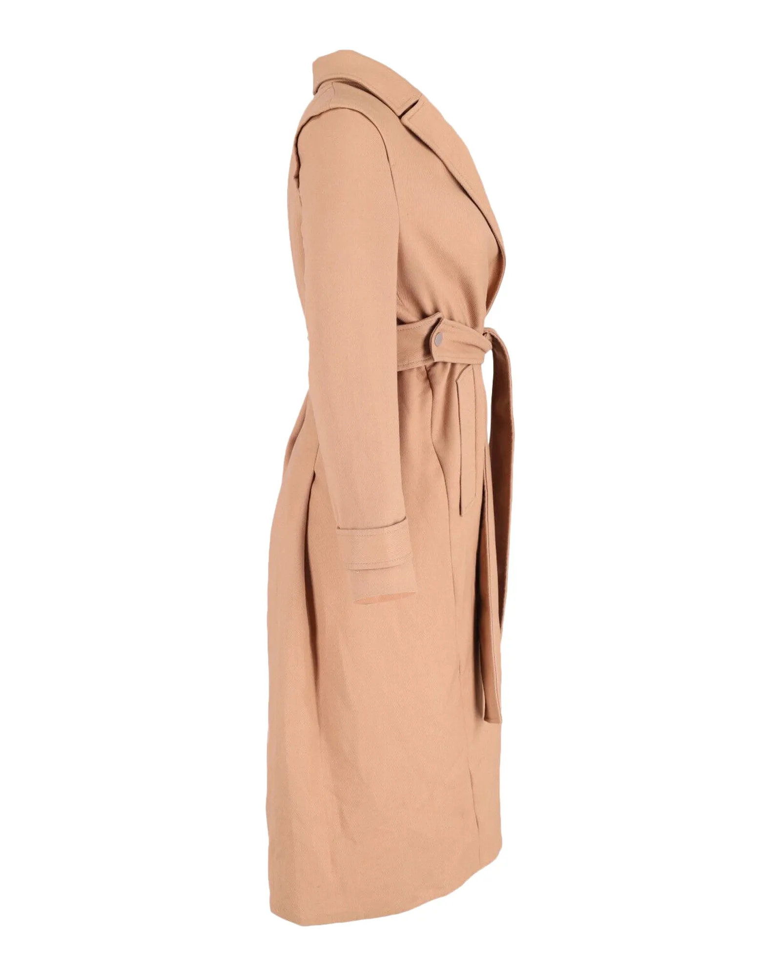 Maje Gump Pleated Trench Coat in Beige Polyester