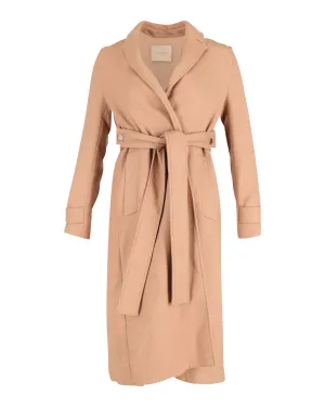 Maje Gump Pleated Trench Coat in Beige Polyester