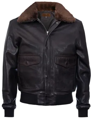 Men's Air Force A2 Brown Aviator Leather Bomber Jacket-Sao Paulo