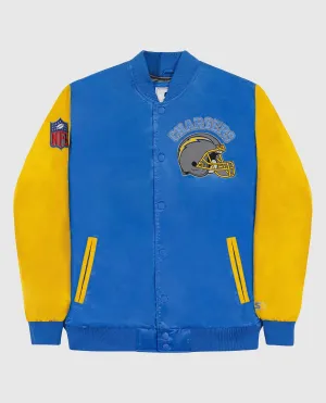 Men's Los Angeles Chargers Varsity Satin Full-Snap Jacket In Light Blue