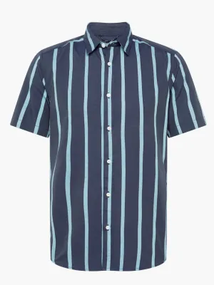 Men's Striped Dress Shirt,Navy