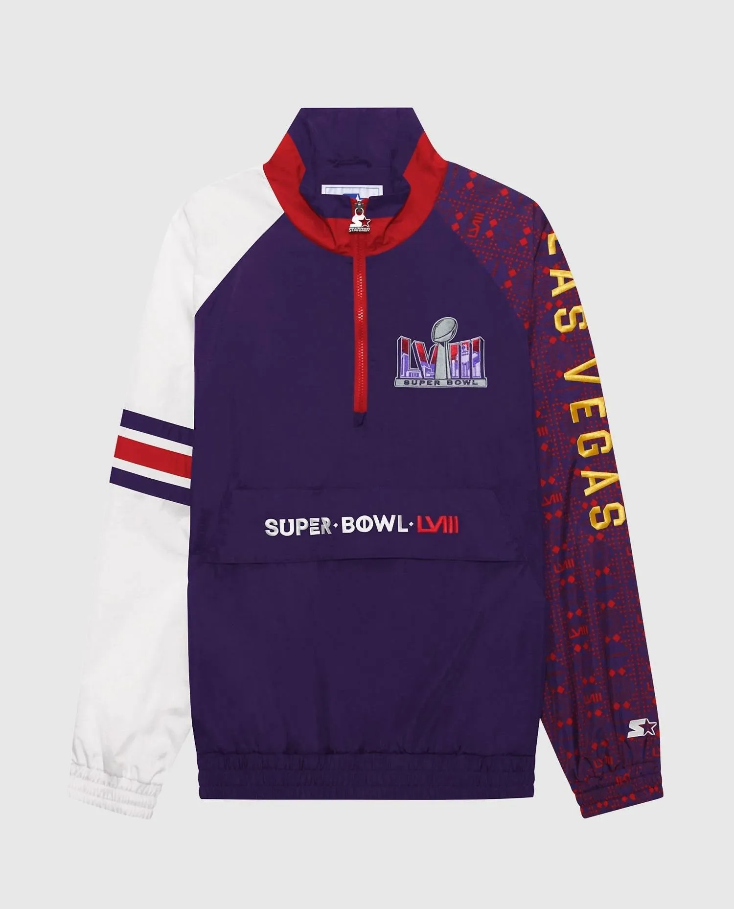 Men's Super Bowl Lviii Nylon Elite Half-Zip Pullover Jacket In Violet