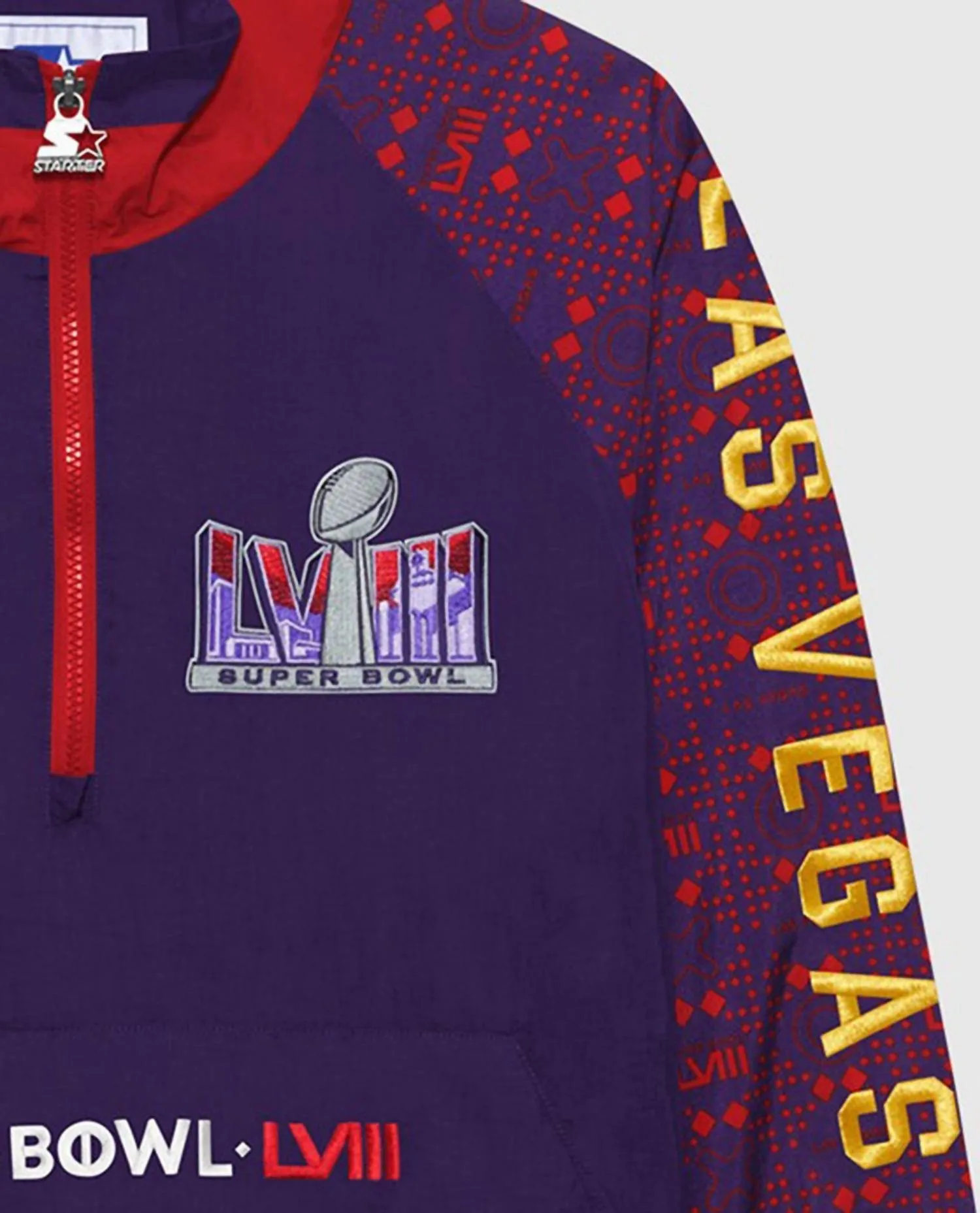 Men's Super Bowl Lviii Nylon Elite Half-Zip Pullover Jacket In Violet
