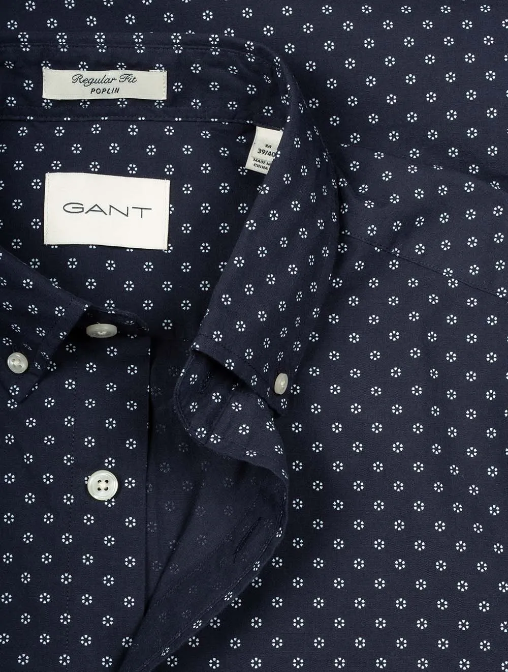 Micro Print Regular Fit Shirt Evening Blue