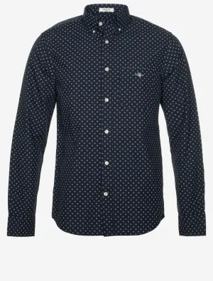 Micro Print Regular Fit Shirt Evening Blue