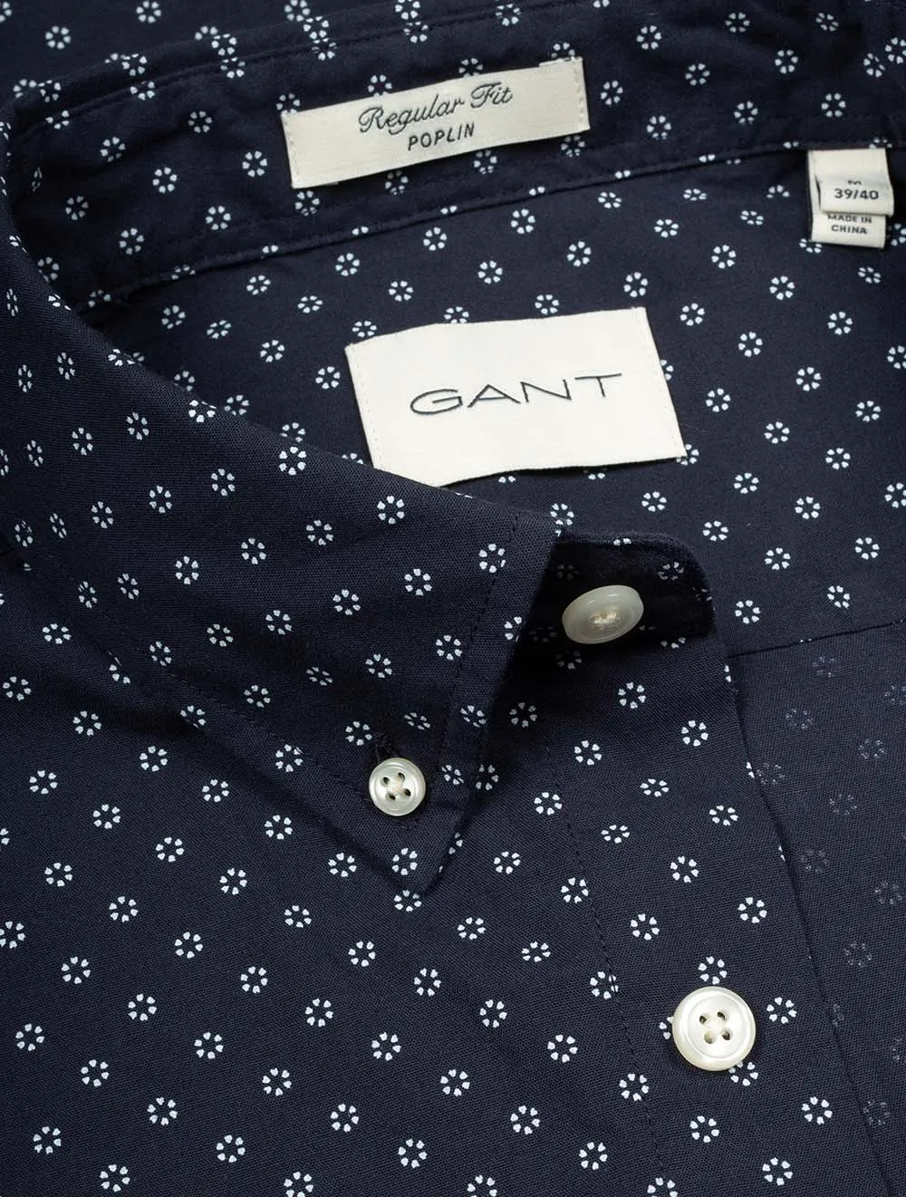 Micro Print Regular Fit Shirt Evening Blue