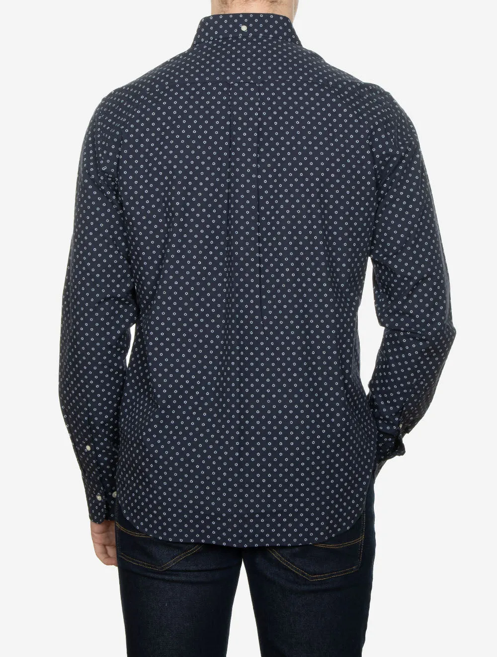 Micro Print Regular Fit Shirt Evening Blue