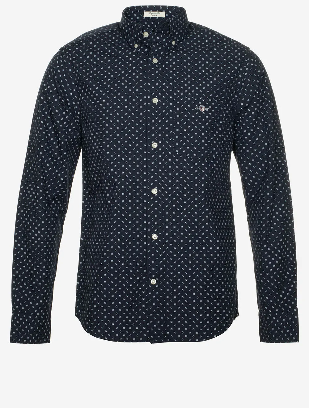 Micro Print Regular Fit Shirt Evening Blue