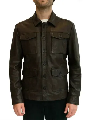 Munro Leather Jacket In Dark Brown