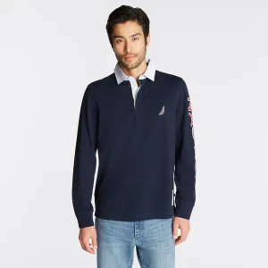 Nautica Men's Big & Tall Logo Rugby Polo Shirt Navy Nautica