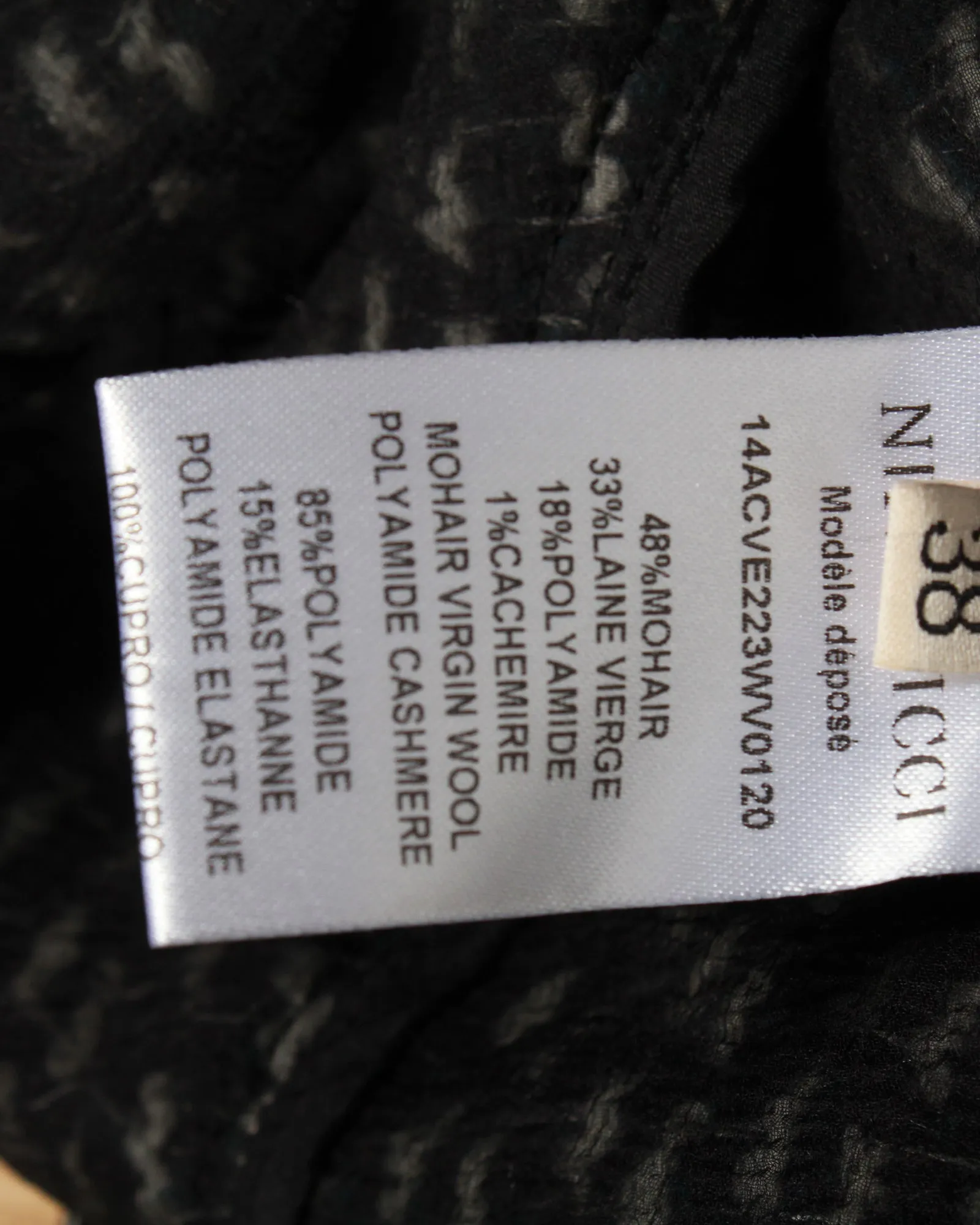 Nina Ricci Bouclé Zipped Jacket in Black Mohair