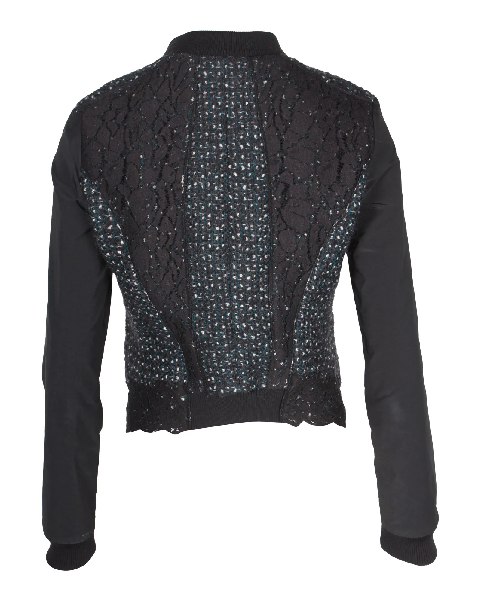 Nina Ricci Bouclé Zipped Jacket in Black Mohair