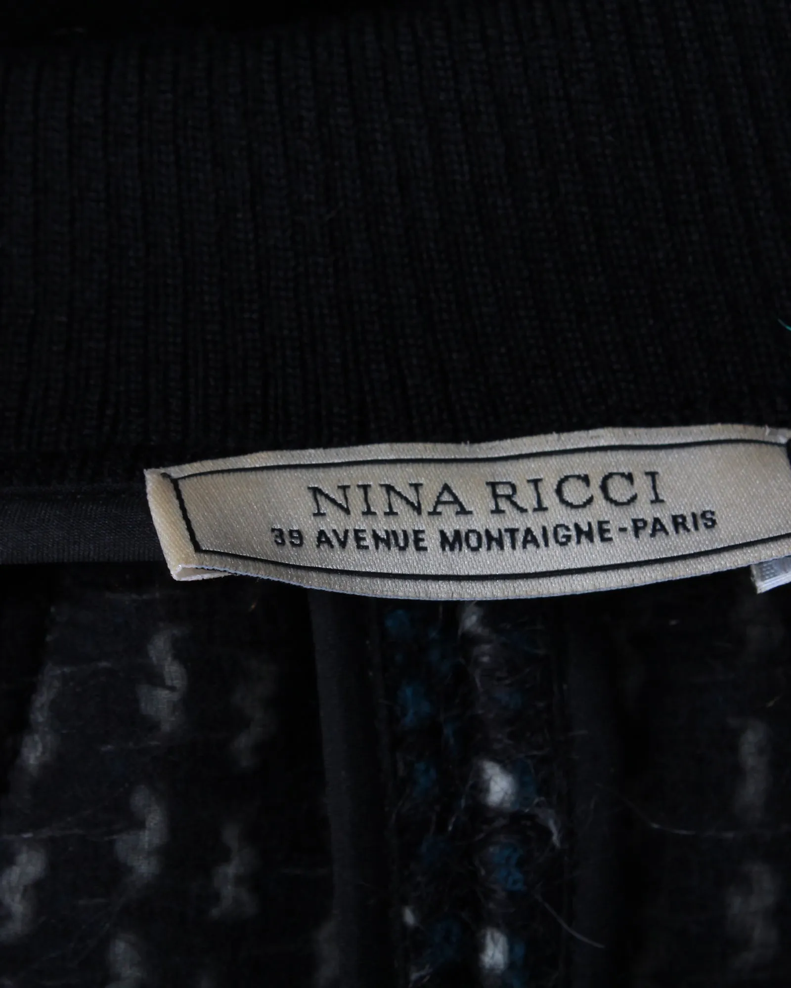 Nina Ricci Bouclé Zipped Jacket in Black Mohair