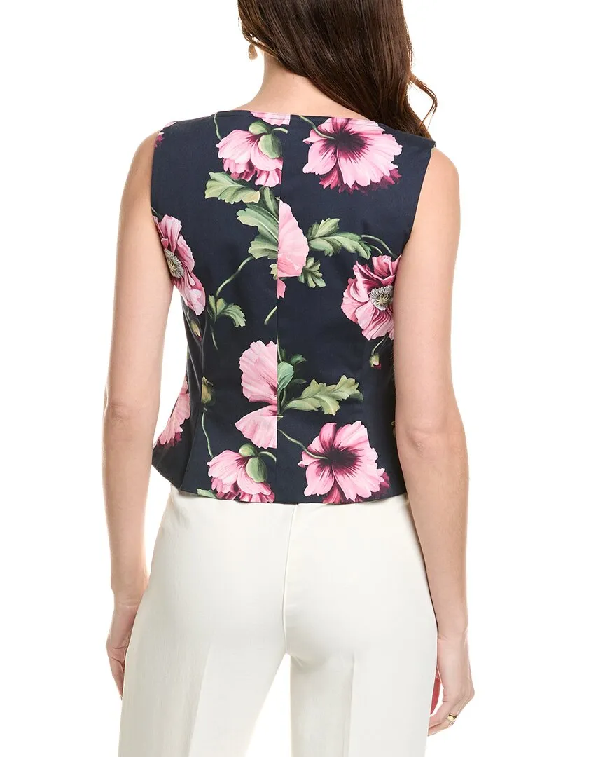 Oscar de la Renta Poppy Silk-Lined Vest