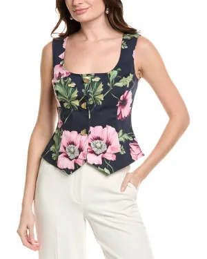 Oscar de la Renta Poppy Silk-Lined Vest