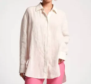 Perfect Oversized Linen Button Down In Oyster