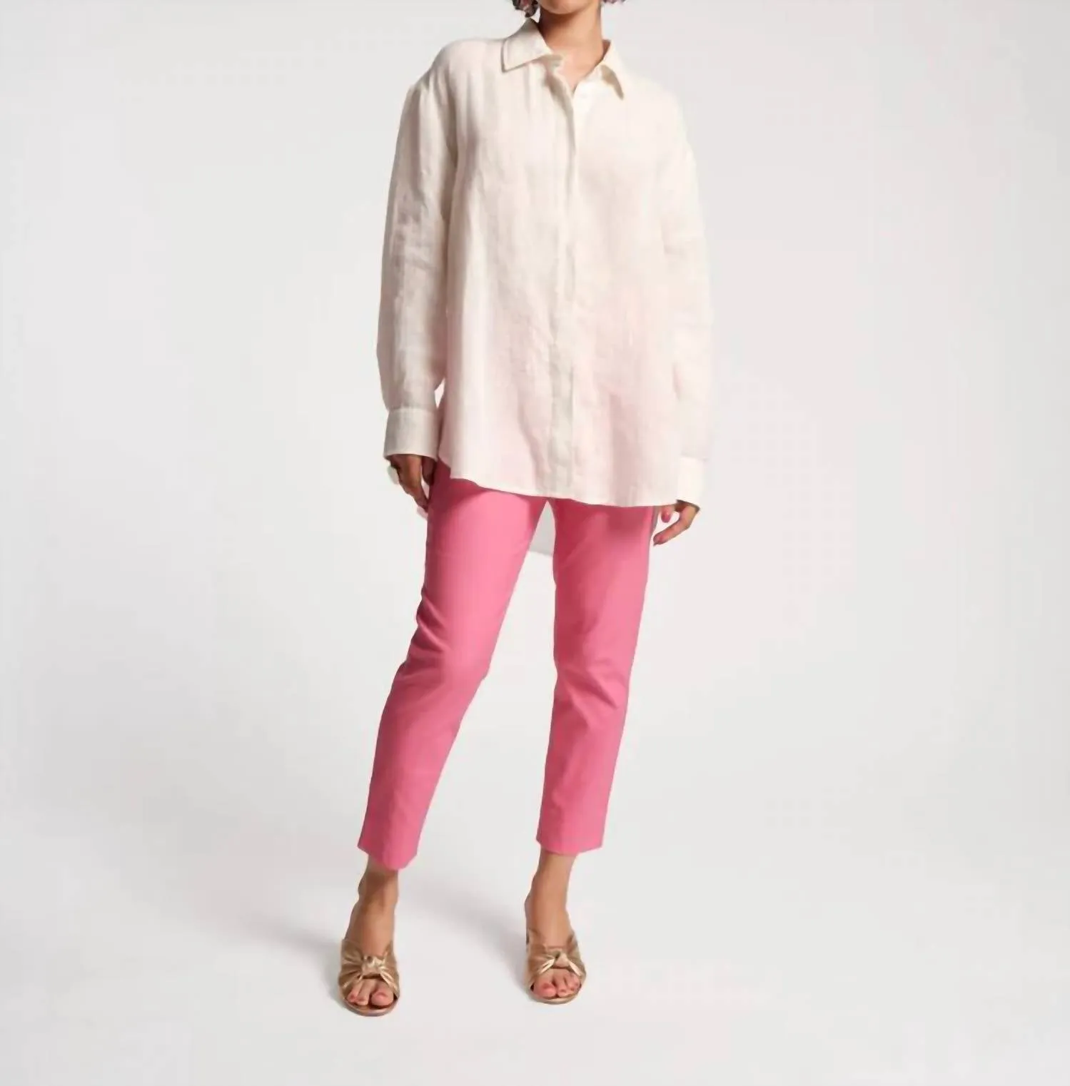 Perfect Oversized Linen Button Down In Oyster