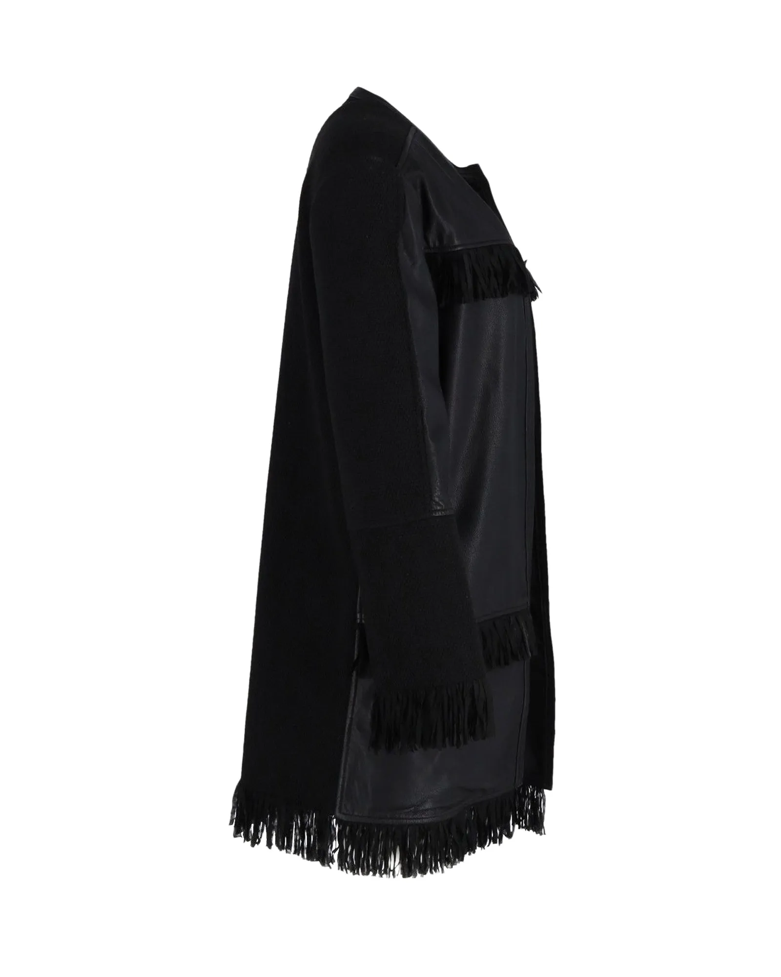 Pinko Nero Limousine Mazinga Fringe Jacket in Black Leather