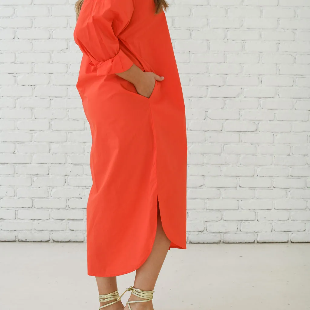 Piper Long Dress in Orange