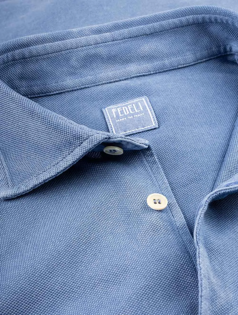 Piquet Giza Knitted Shirt Blue