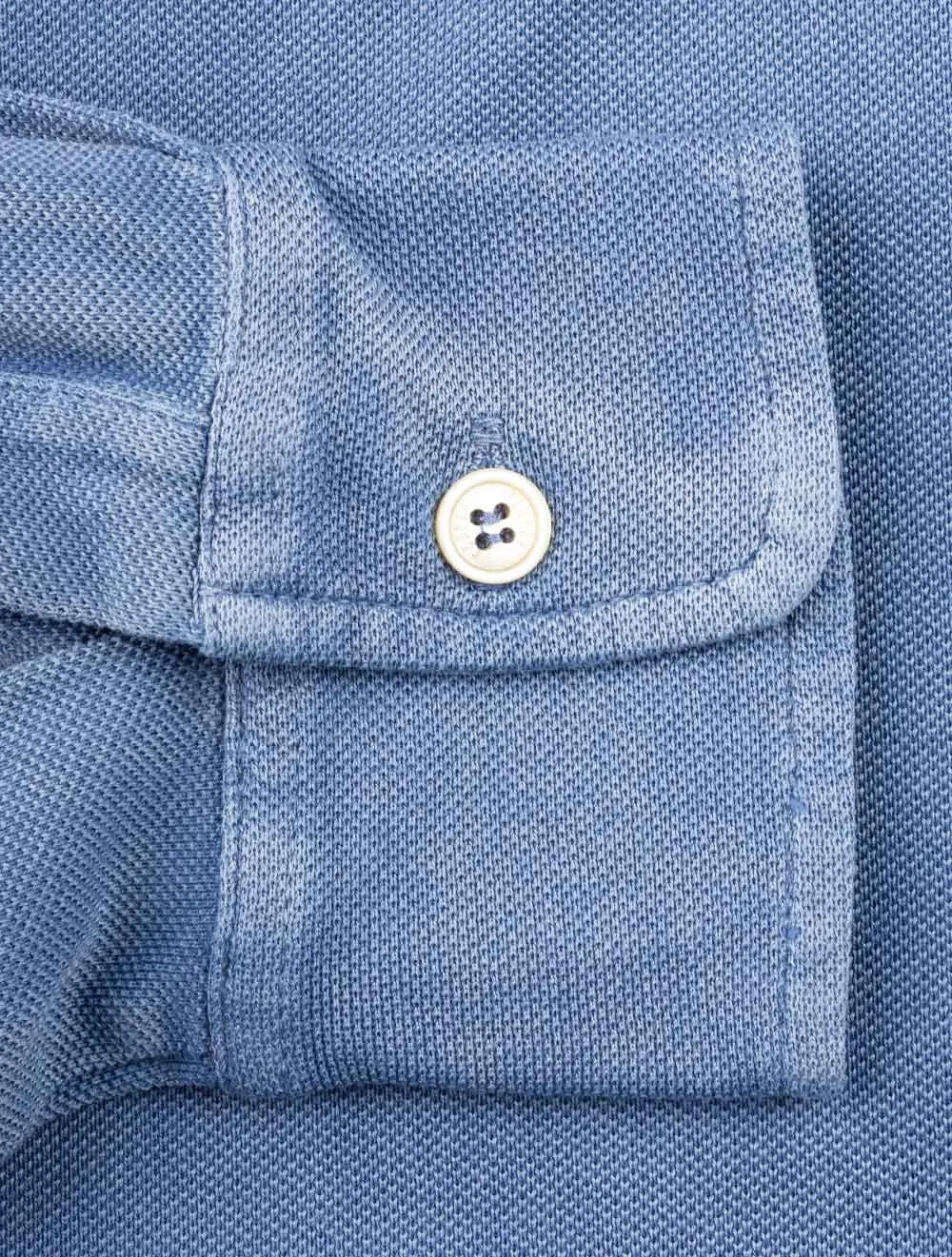 Piquet Giza Knitted Shirt Blue