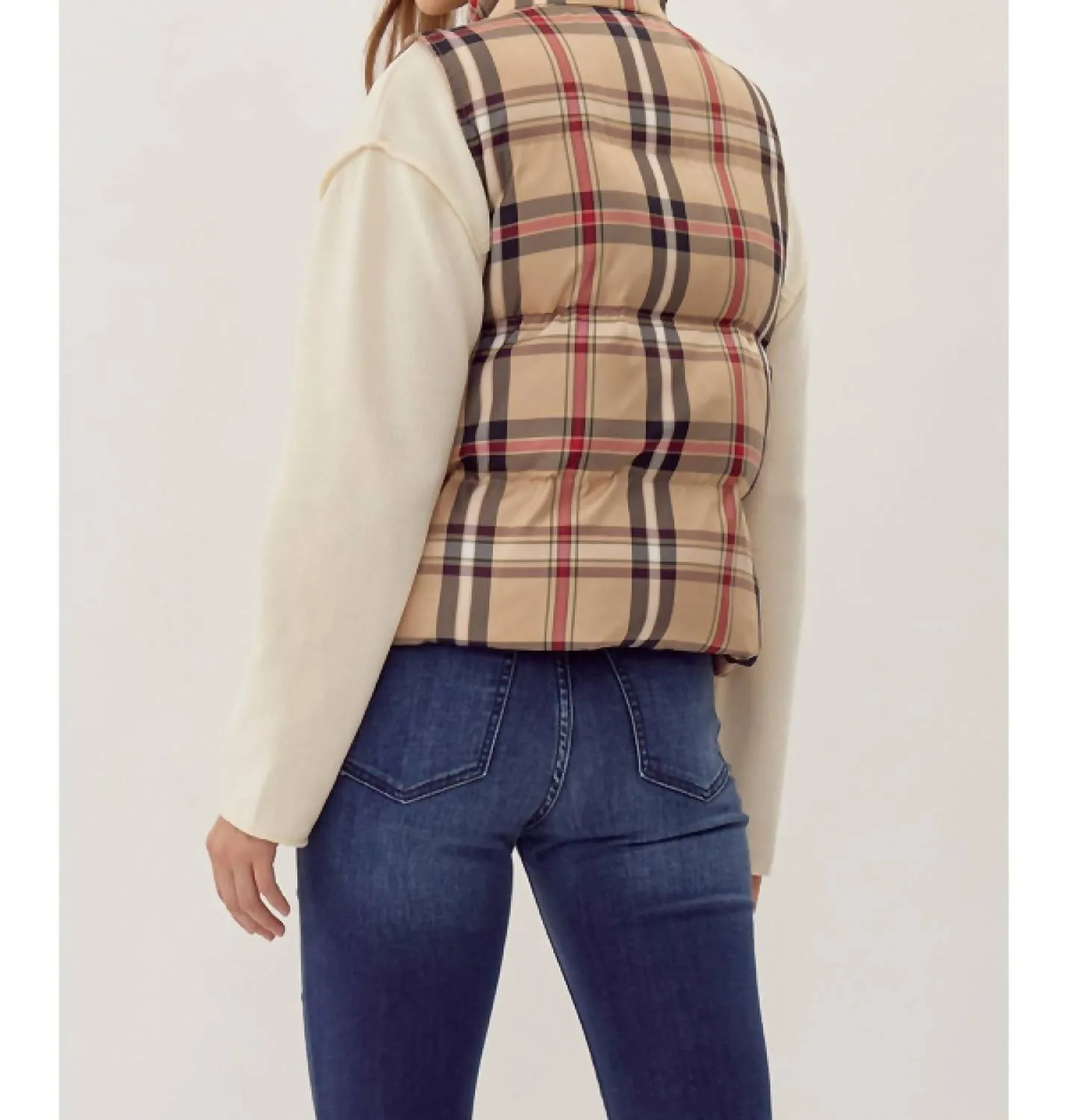 Plaid Vest In Taupe