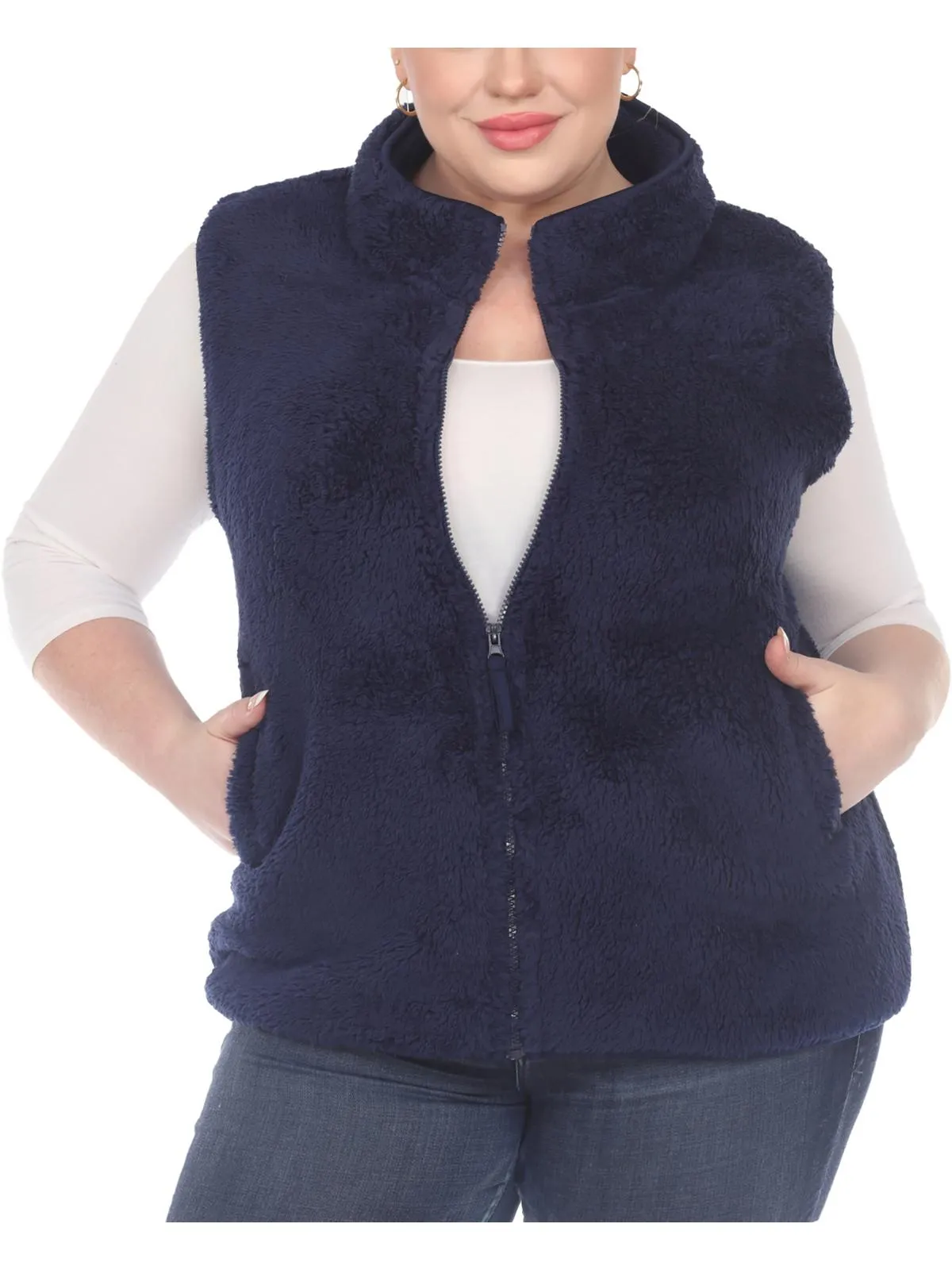 Plus Womens Faux Fur Warm Outerwear Vest