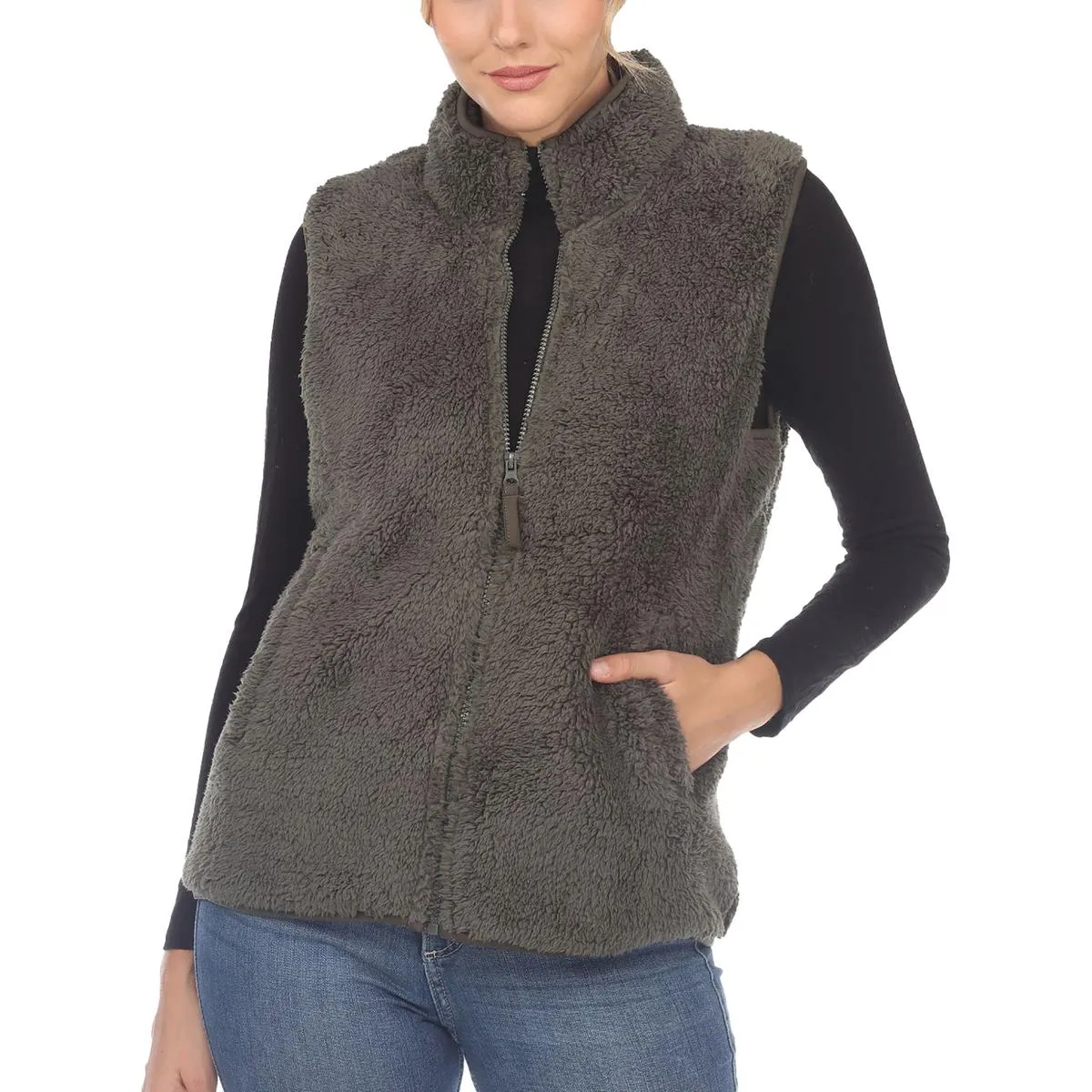 Plus Womens Faux Fur Warm Outerwear Vest