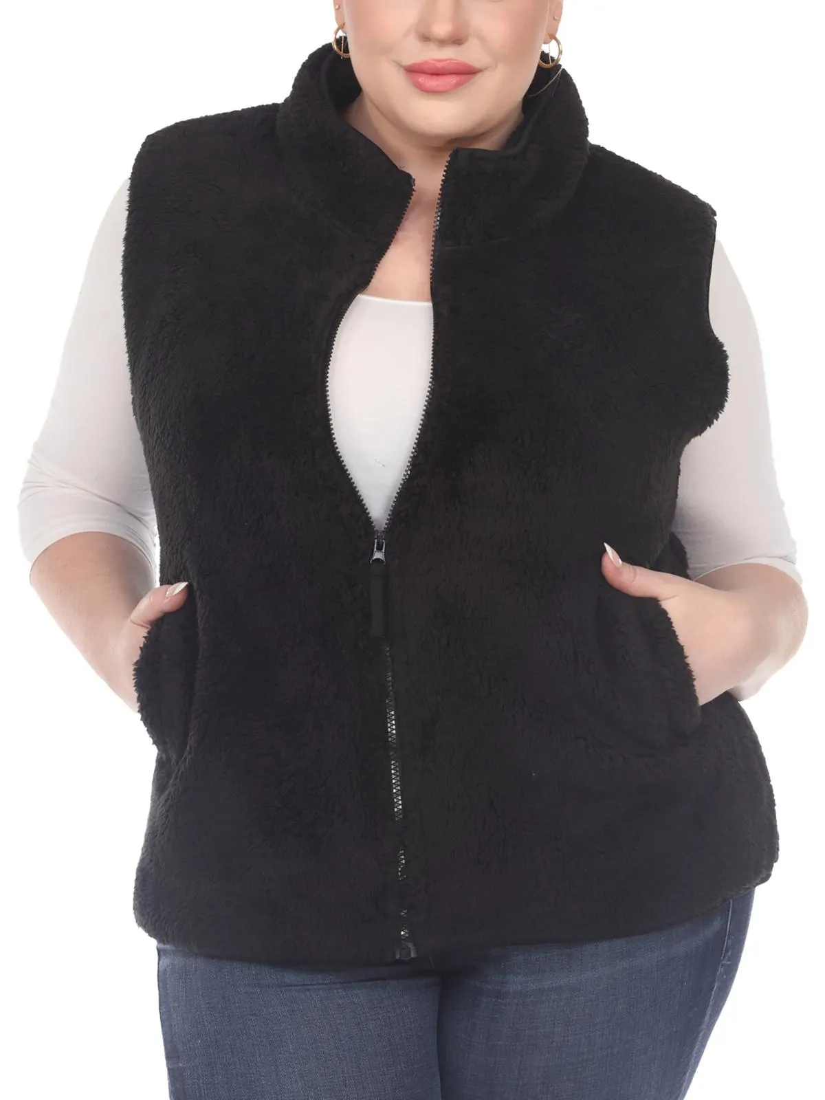 Plus Womens Faux Fur Warm Outerwear Vest