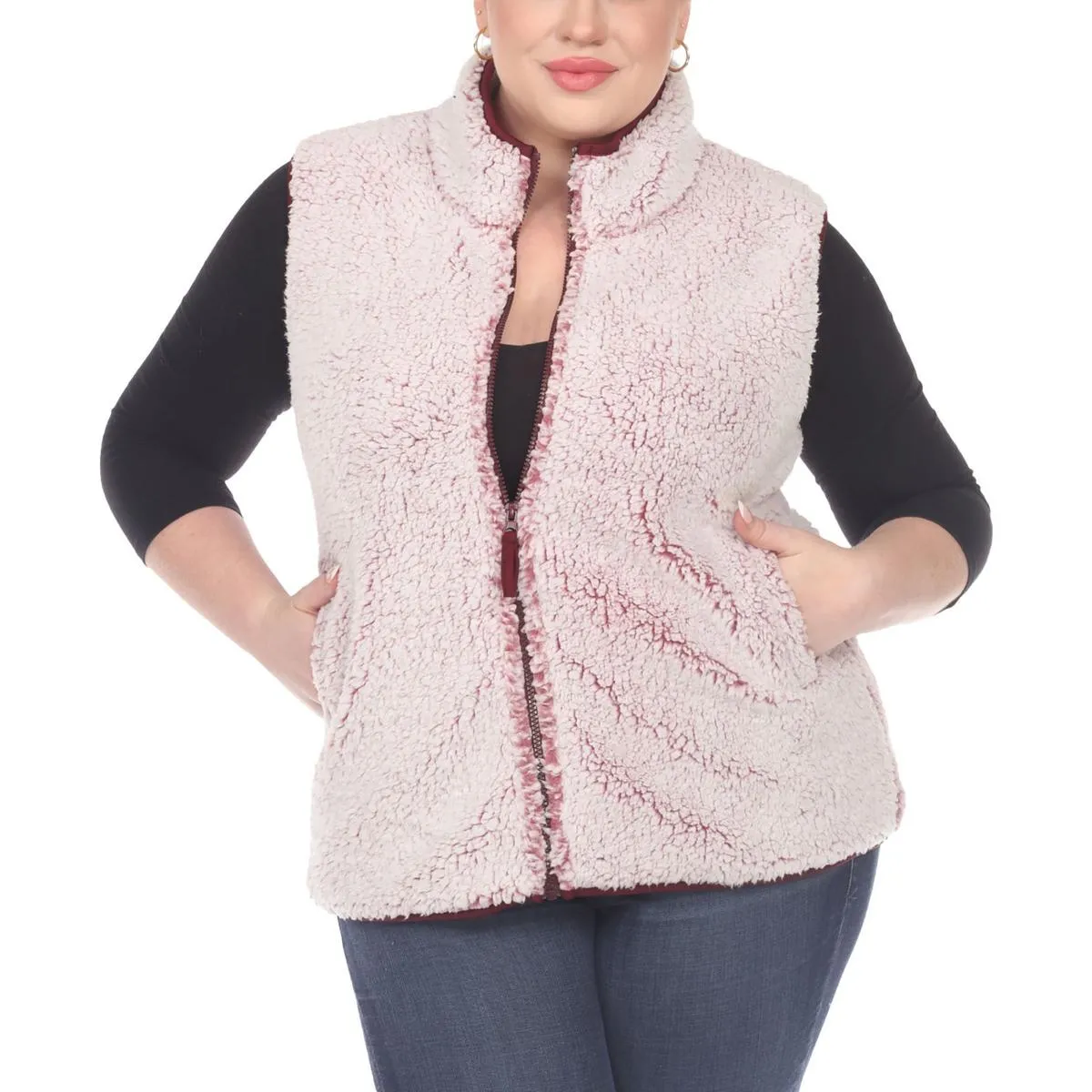 Plus Womens Faux Fur Warm Outerwear Vest