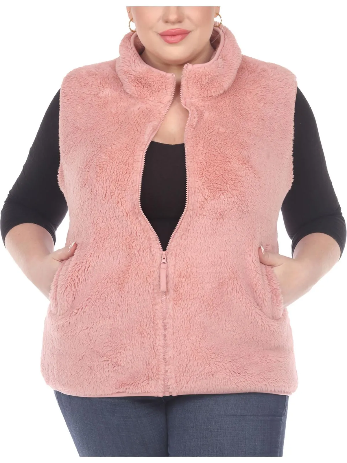 Plus Womens Faux Fur Warm Outerwear Vest