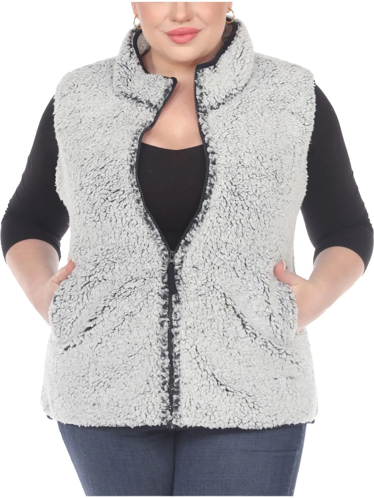 Plus Womens Faux Fur Warm Outerwear Vest