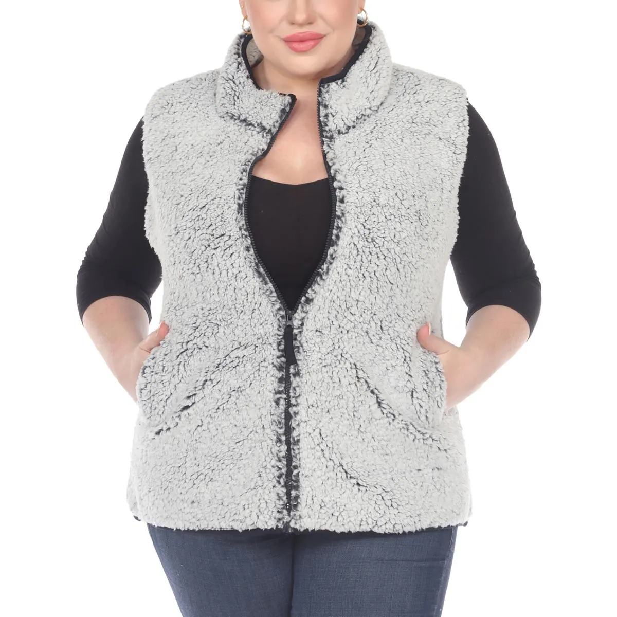 Plus Womens Faux Fur Warm Outerwear Vest