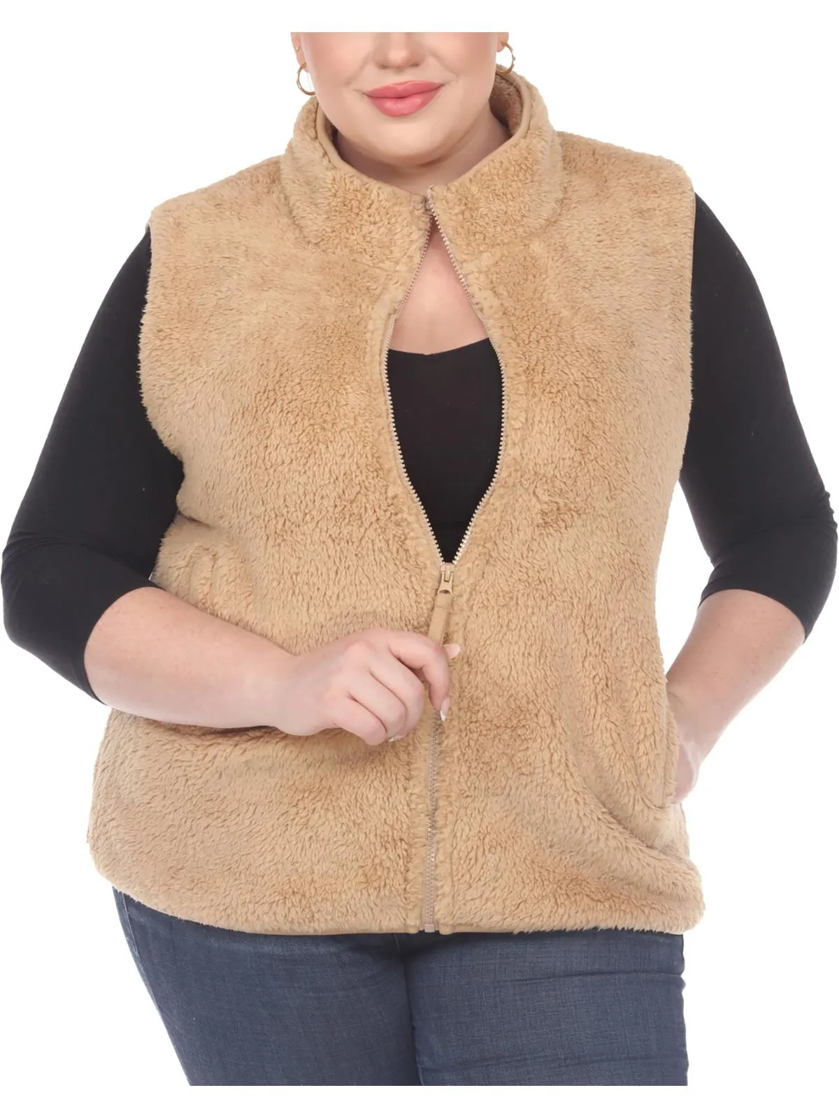 Plus Womens Faux Fur Warm Outerwear Vest