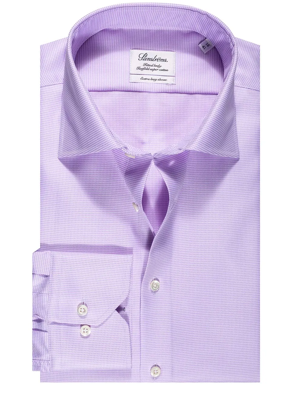 Purple Extra Long Sleeve Puppytooth Fitted Shirt