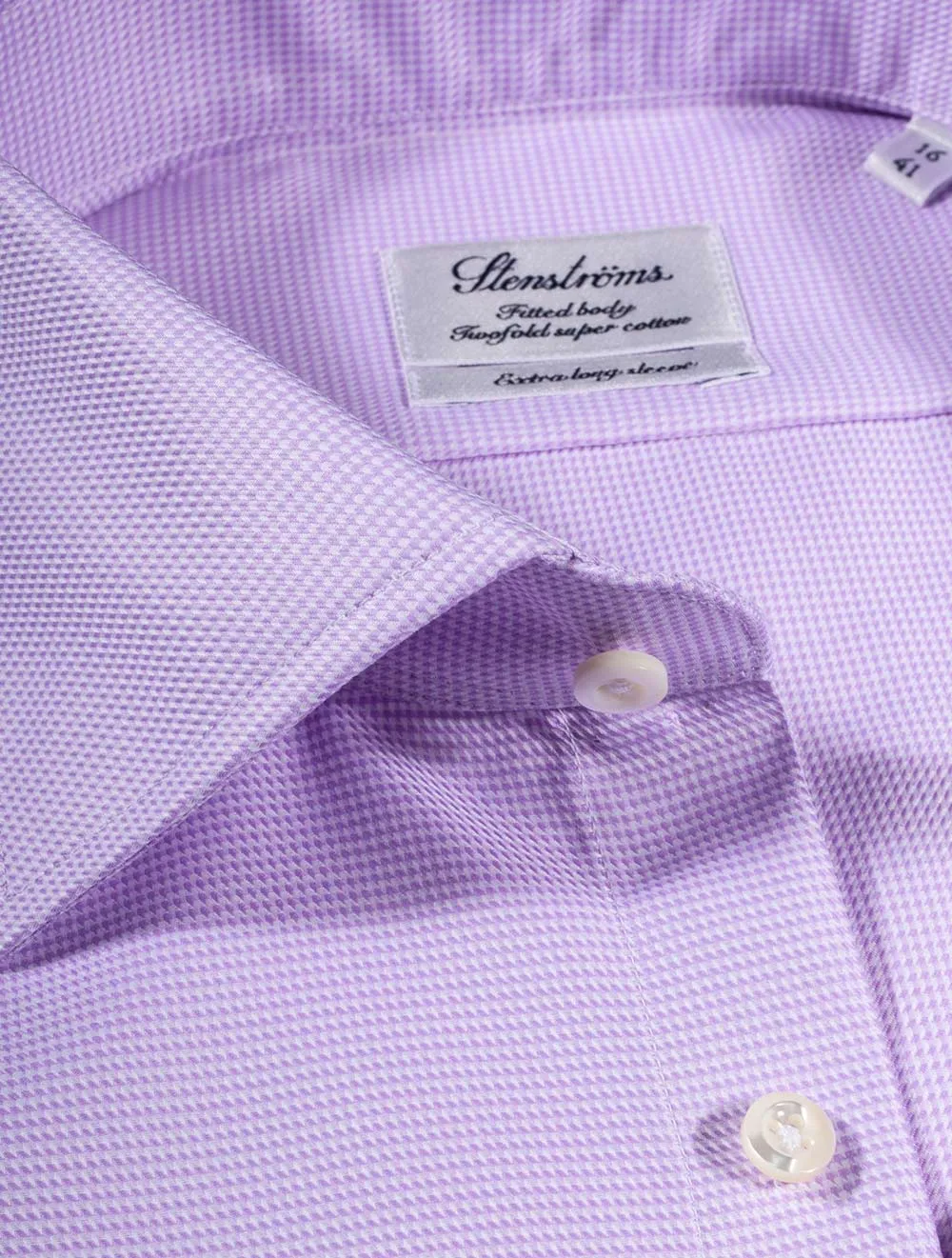 Purple Extra Long Sleeve Puppytooth Fitted Shirt