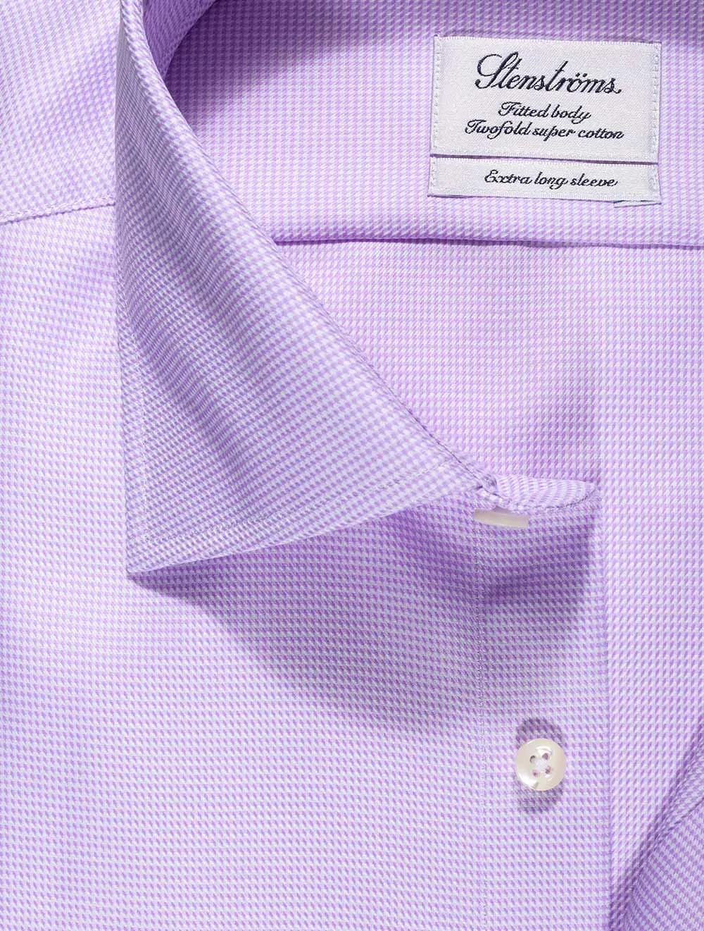 Purple Extra Long Sleeve Puppytooth Fitted Shirt