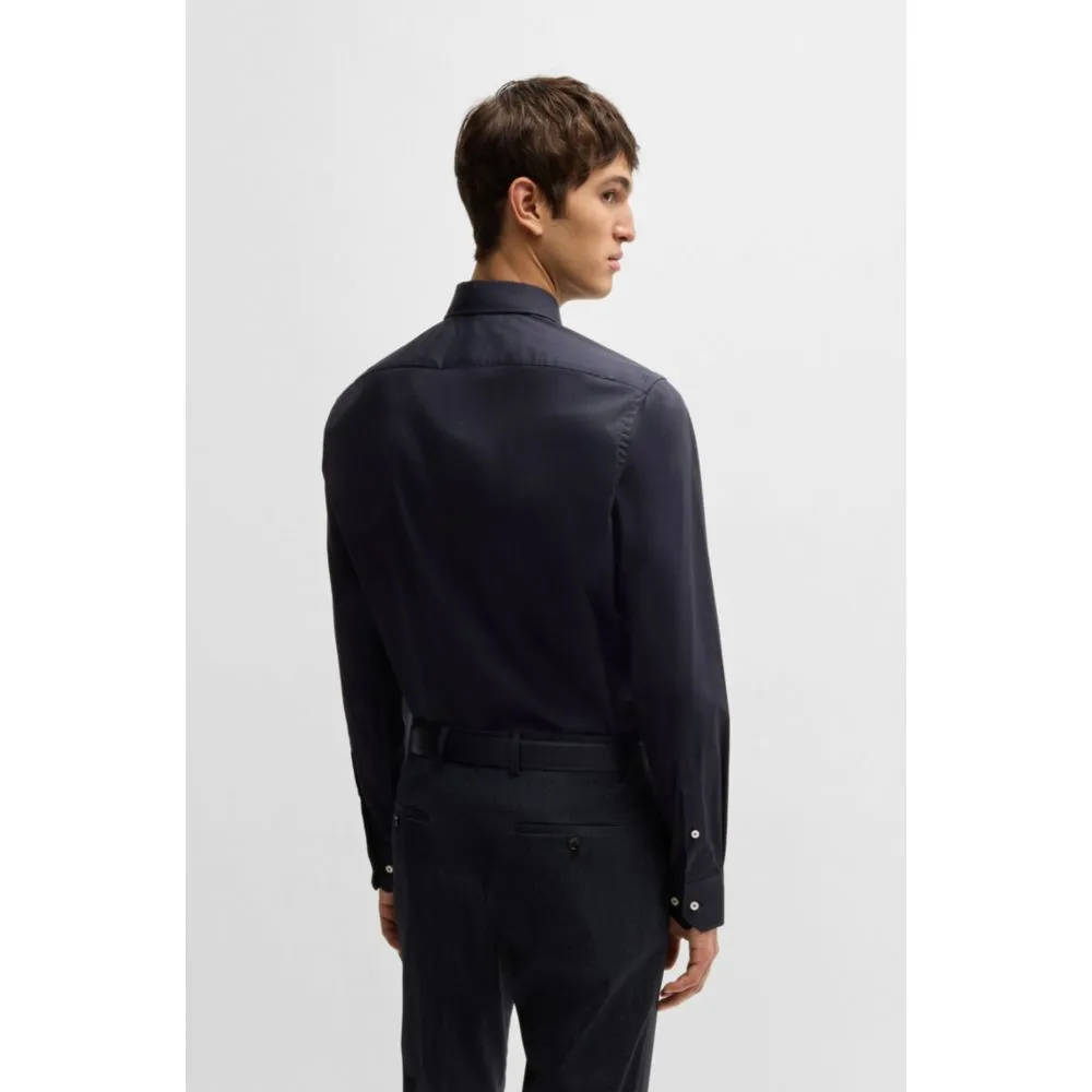Regular-fit shirt in easy-iron stretch-cotton poplin