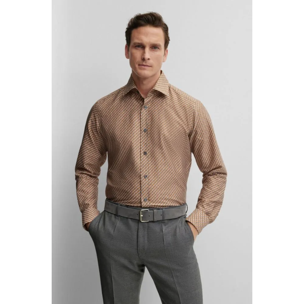 Regular-fit shirt in printed cotton twill