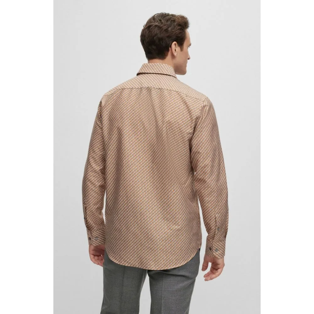 Regular-fit shirt in printed cotton twill
