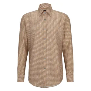 Regular-fit shirt in printed cotton twill