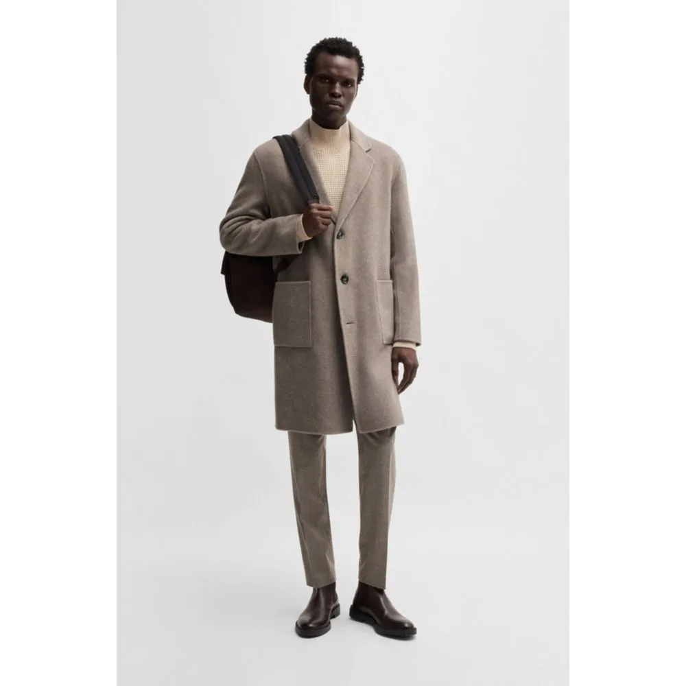 Relaxed-fit coat in a micro-patterned wool blend