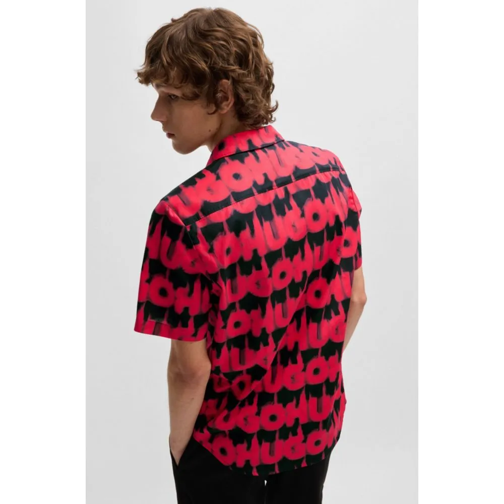 Relaxed-fit shirt in cotton with smoke-logo print