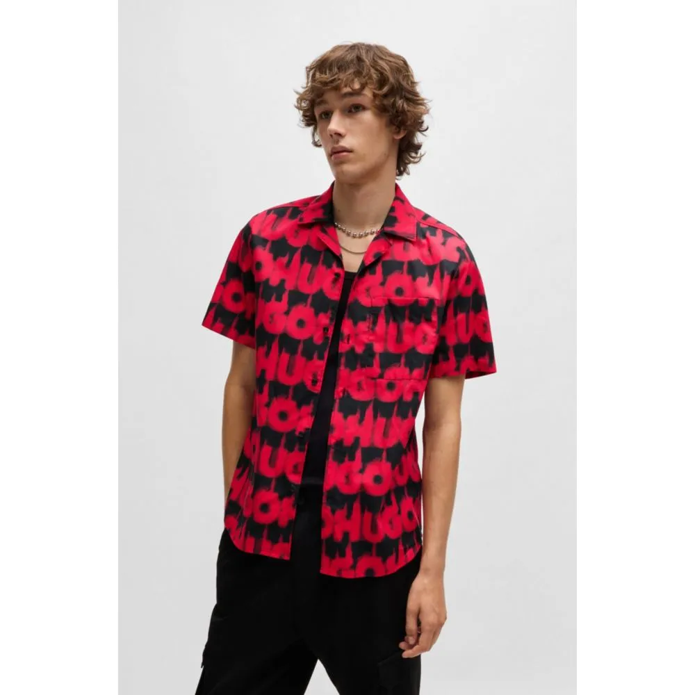 Relaxed-fit shirt in cotton with smoke-logo print