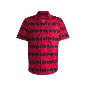 Relaxed-fit shirt in cotton with smoke-logo print